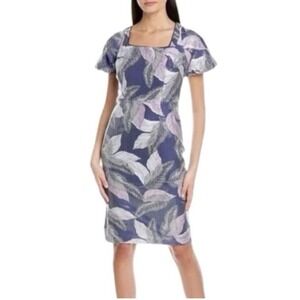 JS Collections Dress Womens 14 Amanda Shift Purple Floral Sequin Formal Event